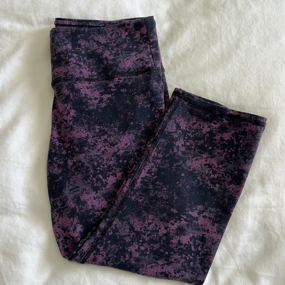Alo Yoga Women’s Pink Black Tie Dye Cropped Athletic Leggings Size S